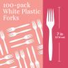 Prestee 100 White Plastic Forks Heavy-Duty, Heavyweight Plastic Silverware Forks, Fancy Plastic Cutlery, Elegant Disposable Forks Pack, Bulk Disposable Flatware, Christmas Holiday Plastic Utensils Set view 2