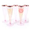 Prestee Set of 24 Plastic Champagne Flutes Disposable - Silver Glitter Pink Champagne Glasses with Rose Gold Rim, Elegant Toasting Cups for Weddings, Cocktail Parties, New Year's Celebrations view 1