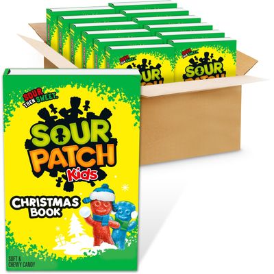 SOUR PATCH KIDS Christmas Storybook, Stocking Stuffers, Bulk Holiday Candy, 12 - 3.4 oz Boxes of Soft & Chewy Candy