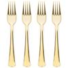 Prestee 100 Count Plastic Forks - 7" Heavy Duty Gold Plastic Silverware Utensils - Elegant, Disposable Gold Forks for Weddings, Parties, and Holidays - Fancy Flatware Set for Events and Catering view 1