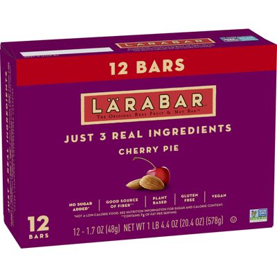 Larabar Cherry Pie, Gluten Free Vegan Fruit & Nut Bars, 1.6 oz bars, 12 ct