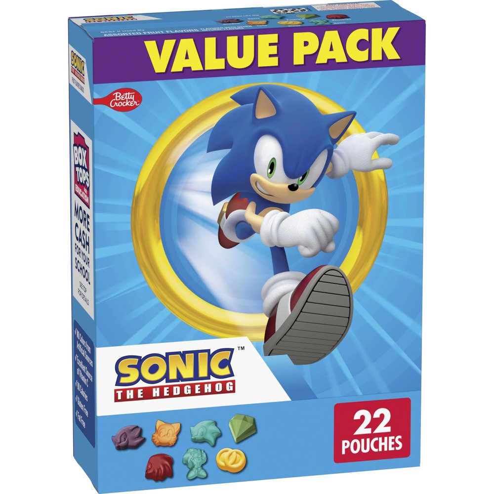 Sonic The Hedgehog Fruit Flavored Snacks, Treat Pouches, Gluten Free Snack, Value Pack, 22 Ct, 17.6 oz