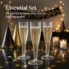 Prestee 24 Champagne Flutes Plastic - Disposable Flute - Silver Glitter Plastic Glasses for Parties - Mimosa Bar, Wedding, Shower Party, New Years Eve Party Supplies 2025 (Silver) view 4