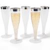 Prestee Set of 24 Silver Glitter Plastic Champagne Flutes - 4.5 oz Capacity - Shatterproof Durable Disposable Glasses - Elegant Design - Ideal for Weddings, Cocktail Parties, and Outdoor Celebrations view 1