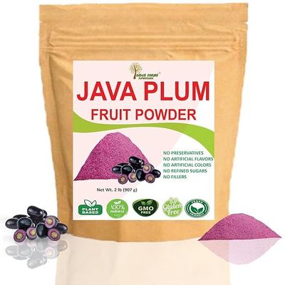 Indus Farms Java Plum Fruit Powder | Exotic sweet-astringent flavor for Baking, Beverages/Cocktails, Nutritious Food Coloring | GMO-Free, Vegan, Plant-based | 2 LB