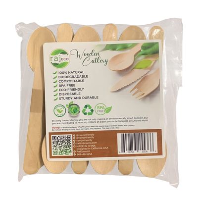 120 Pack - Raj Disposable Wooden Spoons - Strong & Reusable Party Spoons -Biodegradable and Compostable Tableware for Lunch, Dinner, Birthday, Camping, Outdoor BBQ, Picnic Parties