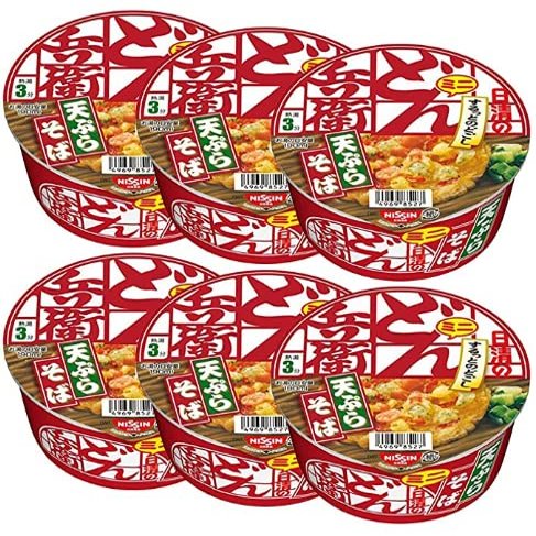 Donbei Mini 1.6oz 6pcs Set Japanese Soba Noodles In A Hot Soup With Tempura On Top Instant Noodle Nissin Pio