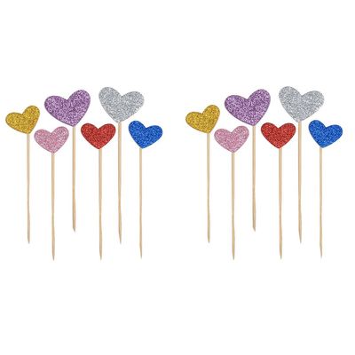 Ruilogod Cupcake Heart Shaped DIY Glittery Handcrafts Toothpick Picks 12 in 1 (id: 7f9 06d 2f9 479 482