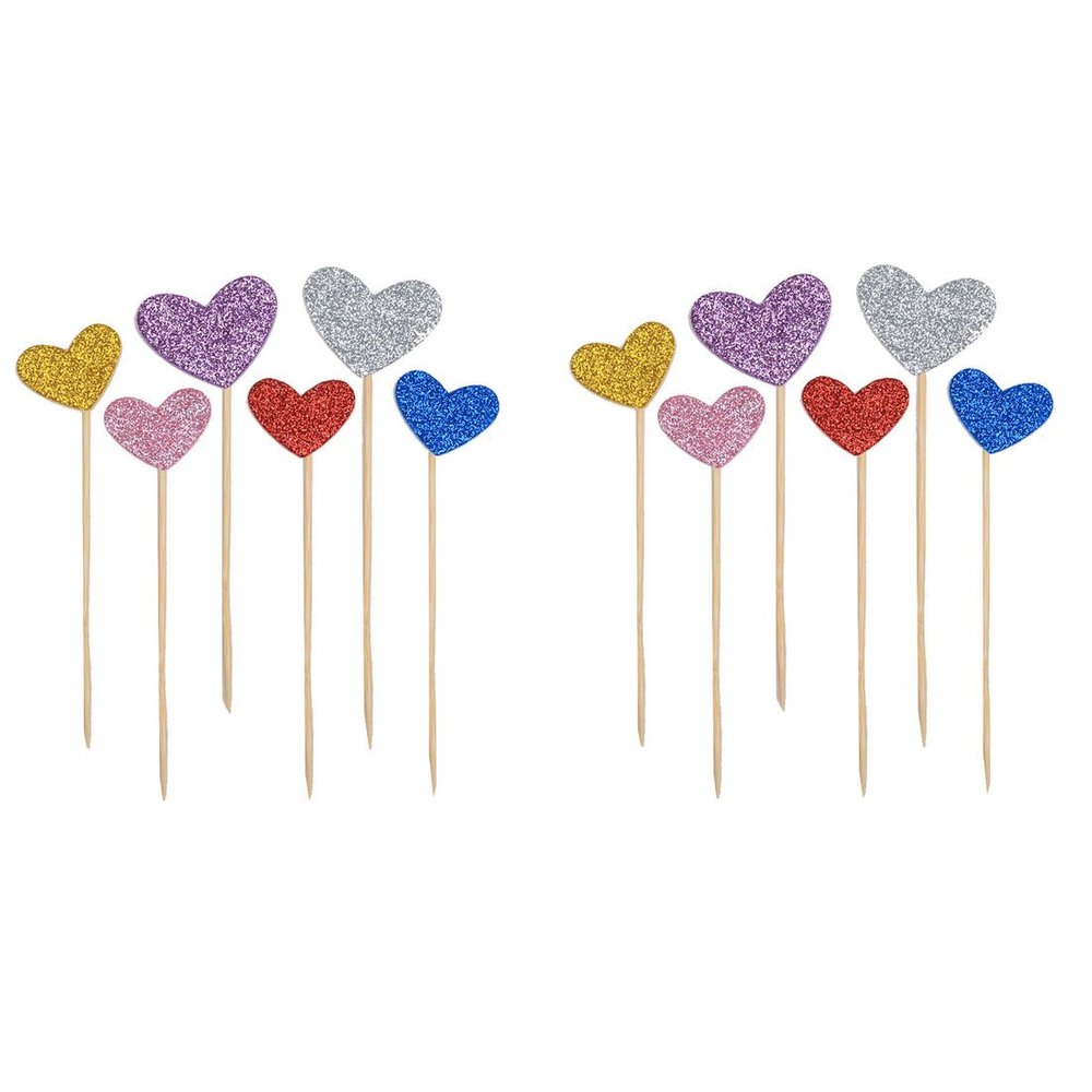 Ruilogod Cupcake Heart Shaped DIY Glittery Handcrafts Toothpick Picks 12 in 1 (id: 7f9 06d 2f9 479 482