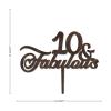 10 & Fabulous Cake Toppers Brown Wood 10th Birthday Party Decorations Happy Birthday Cake Topper Customized Age Birthday Cake Decoration Birthday Cake for Birthday Party Decoration Ideas view 2