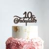 10 & Fabulous Cake Toppers Brown Wood 10th Birthday Party Decorations Happy Birthday Cake Topper Customized Age Birthday Cake Decoration Birthday Cake for Birthday Party Decoration Ideas view 4