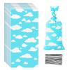 Lecferrarc 100 Pcs Blue Sky White Clouds Treat Bags White Clouds Print Cellophane Candy Bags Cartoon Story Party Favors with Twist Ties for Birthday Party Baby Shower Supplies view 1