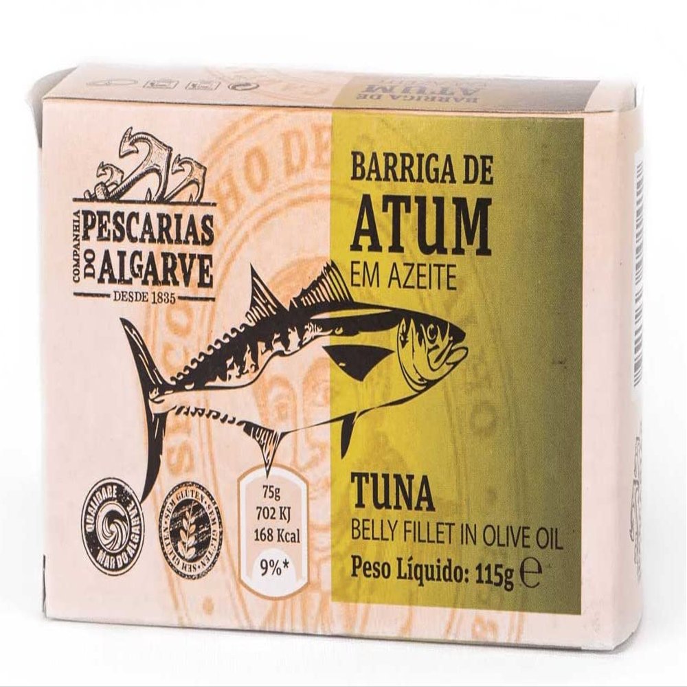 Companhia de Pescarias do Algarve - Tuna Belly Ventresca in Olive Oil - 4.23oz / 120gr (Pack of 5 cans)