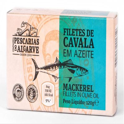 Companhia de Pescarias do Algarve - Mackerel Fillets in Olive Oil - 4.23oz / 120gr (Pack of 5 cans)