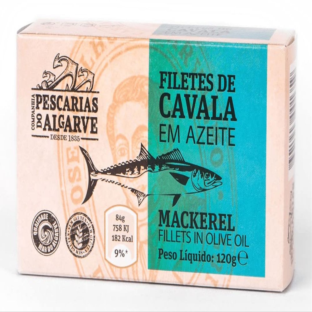 Companhia de Pescarias do Algarve - Mackerel Fillets in Olive Oil - 4.23oz / 120gr (Pack of 5 cans)