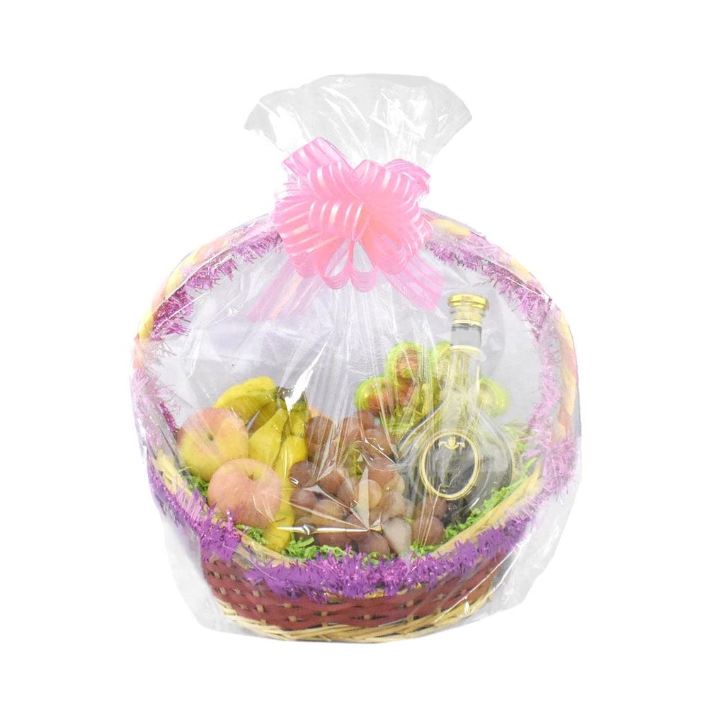 Homeford Large Gift Basket Cellophane Bag, 28-Inch x 24-Inch - Clear