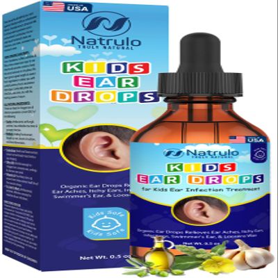 Natrulo Natural Ear Drops for Kids Ear Infection Treatment  Organic Children Ear Oil Drops Relieves Ear Aches, Itchy Ears, Infections, Swimmer's Ear, & Loosens Wax  Kids Safe, Made in USA