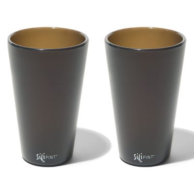 Silipint Silicone Pint Glasses, Unbreakable & Reusable 16-Ounce Silicone Cups for Indoor & Outdoors, Smoke, Pack of 2