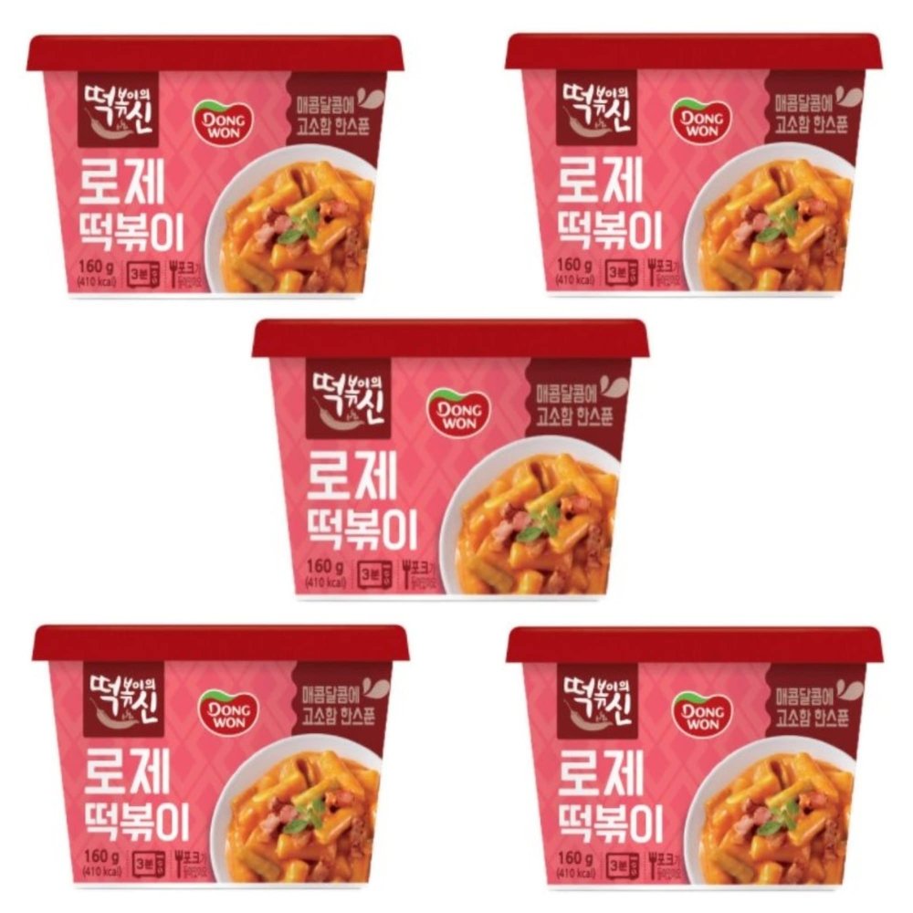 Dongwon God of Topokki (Tteokbokki) Bowl Cheese/Hot & Spicy/Sweet & Spicy (120g/each) (Rose, 5)