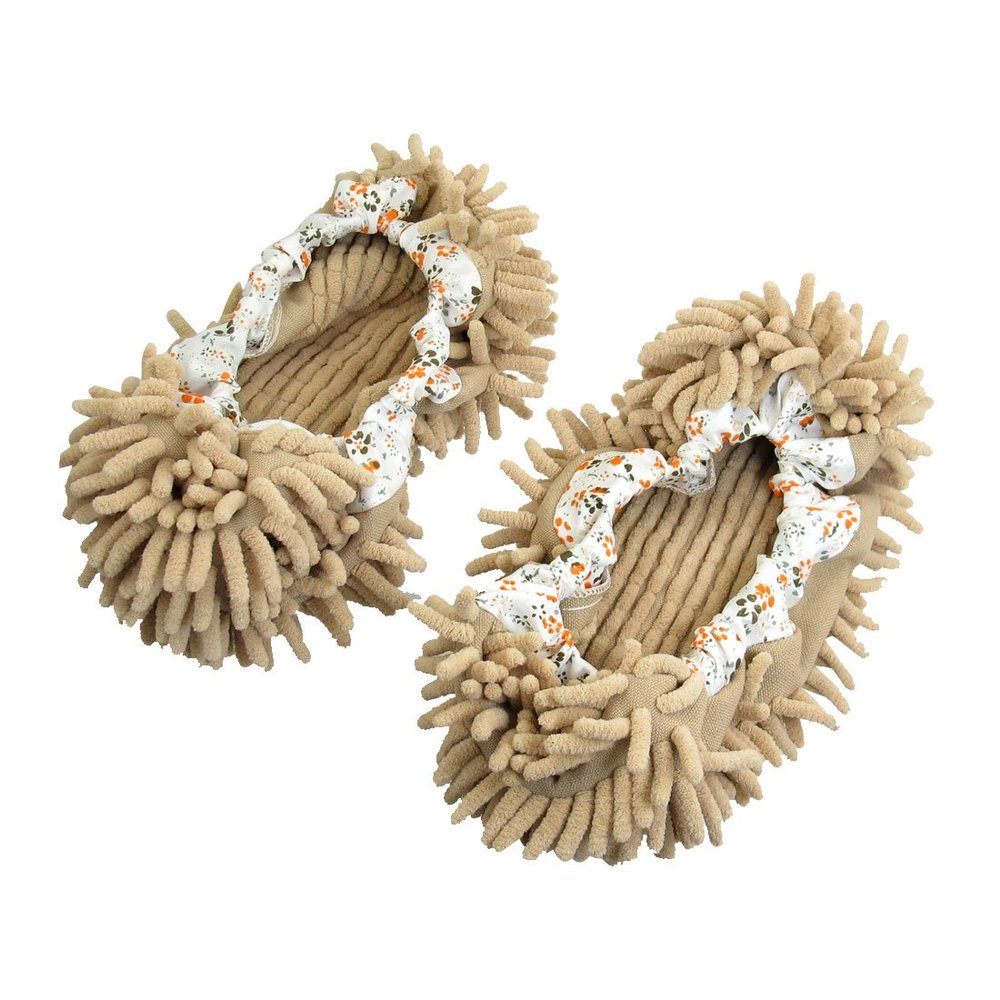 Ruilogod Microfiber Elastic Cuff Cleaning Mop Slipper Cover Pair Khaki (id: b4f 13d f3d 73f b02