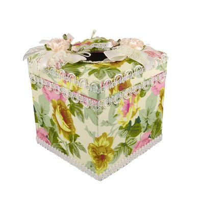 Ruilogod Rhinestone Decor Flower Lace Assorted Color Square Paper Box (id: c36 e74 395 b72 ec2