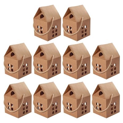 ARTIBETTER House Shaped Boxes Handheld Candy Boxes 3.15X3.15X2.95 Inch Paper Treat Bags for Holiday Packaging and Party Decorations