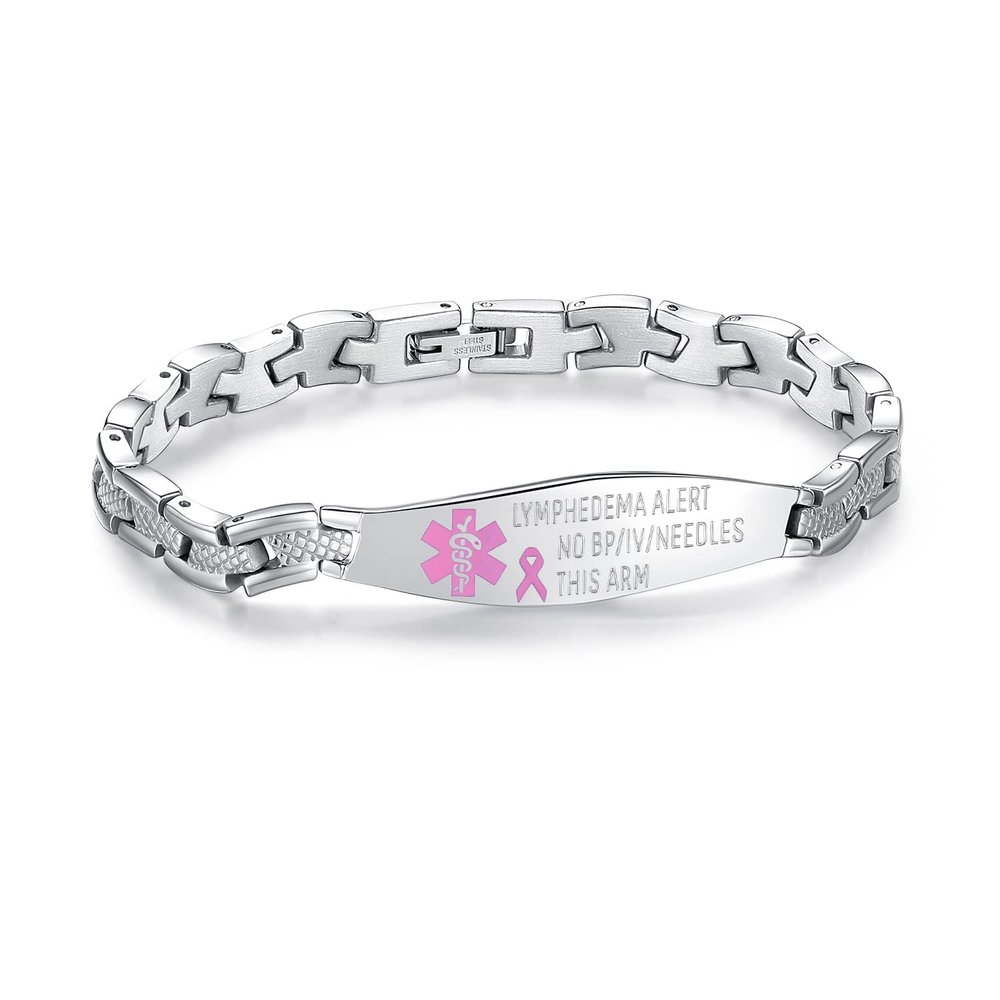 LinnaLove Lymphedema Alert Bracelets no bp/iv/needles this arm Stainless Steel Medical id Bracelets for Women (Mermaid)