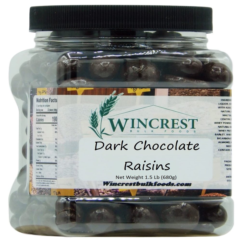 WinCrest Dark Chocolate Covered Raisins (1.5 Lb Tub)