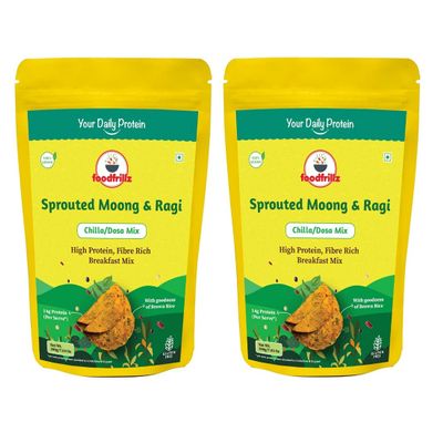 foodfrillz fitbites Ragi Moong Brown Rice Healthy Chilla/Dosa/Salted Pancake Healthy Breakfast Mix Combo Pack (70 g x 2)