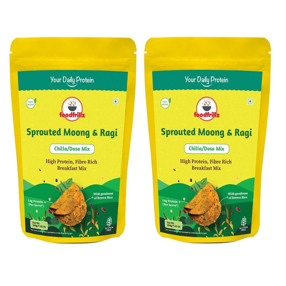 foodfrillz fitbites Ragi Moong Brown Rice Healthy Chilla/Dosa/Salted Pancake Healthy Breakfast Mix Combo Pack (70 g x 2)