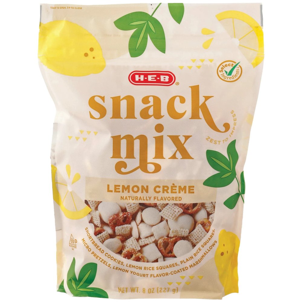 2 Pack HEB Select Ingredients Honey Mustard Snack Mix 4 oz & Lemon Creme Snack Mix 8 OZ