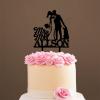 Custom Mr Mrs Cake Topper Bride And Groom with Pet Wedding Cake Topper Couple Silhouette Personalized Wedding Cake Topper Anniversary Baptism Cake Topper Black Acrylic, 6 Inch view 4