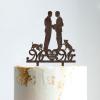 Wedding Cake Topper Gay Couple Silhouette with Pet Mr And Mr Wedding Cake Topper Custom Cake Topper Personalized Name Groom And Groom Same Sex Wedding Topper Funny Cake Toppers for Wedding Black, 6 I view 1