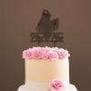 Lesbian Silhouette Wedding Cake Topper with Pet Mrs And Mrs Cake Topper Family Wedding Cake Topper Same Sex Marriage Cake Topper Funny Cake Toppers for Wedding Brown Wood, 6 Inch view 4