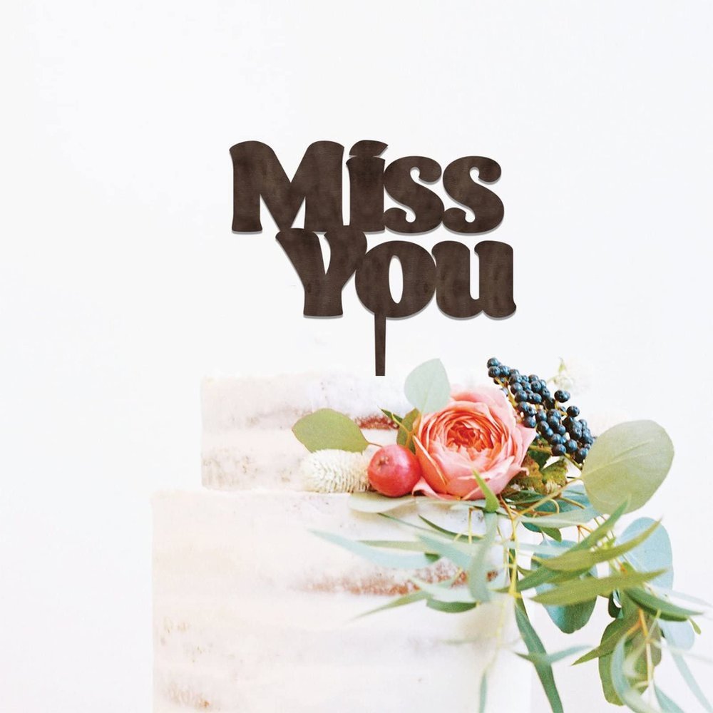 Miss You Brown Wood Wedding Cake Topper Mr And Mrs Wedding Cake Topper Gold Cake Topper for Wedding Personalized Wedding Cake Topper Cake Topper Wedding