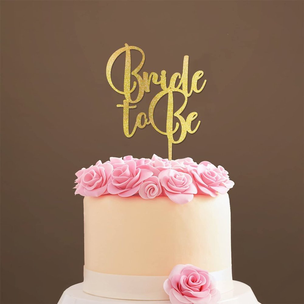 Bride to Be Gold Glitter Wedding Cake Topper Wedding Mr & Mrs Cake Topper Gold Cake Topper for Wedding Personalized Wedding Cake Topper Funny Cake Toppers for Wedding