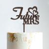 Future Mrs Rustic Mr And Mrs Cake Topper Bride And Groom with Pet Wedding Cake Topper Couple Silhouette Custom Cake Topper Personalized Name Funny Cake Toppers for Wedding Brown Wood, 6 Inch view 1