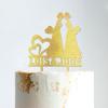 Lesbian Silhouette Wedding Cake Topper with Pet Mrs And Mrs Lesbian Wedding Cake Topper For Two Woman Personalized Wedding Cake Topper Wedding Cake Topper Script Cake Toppers Gold Glitter, 6 Inch view 4