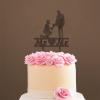 Gay Marriage Gay Couple Silhouette Cake Topper with Pet Mr & Mr Rustic Couple's Names Cake Topper Family Wedding Cake Topper Groom And Groom Same Sex Wedding Topper Brown Wood, 6 Inch view 4