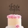 Future Mr & Mrs Mr And Mrs Cake Topper Bride And Groom with Pet Wedding Cake Topper Couple Silhouette Personalized Wedding Cake Topper Funny Cake Toppers for Wedding Brown Wood, 6 Inch view 4