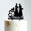 Lesbian Silhouette Wedding Cake Topper with Pet Rustic Mrs And Mrs Cake Topper Custom Wedding Cake Topper Bride and Bride Same Sex Wedding Topper Funny Cake Toppers for Wedding Black Acrylic, 6 Inch view 1