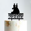 Wedding Lesbian Lesbian Couple Silhouette Cake Topper with Pet Mrs. & Mrs. Wedding Cake Topper Personalized Cake Topper Marriage Equality Cake Topper Cake Topper Wedding Black Acrylic, 6 Inch view 1
