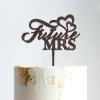 Future Mrs Rustic Mr And Mrs Cake Topper Bride And Groom with Pet Wedding Cake Topper Couple Silhouette Family Wedding Cake Topper Cake Topper Wedding Brown Wood, 6 Inch view 1
