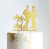 Gay Silhouette Wedding Cake Topper with Pet Mr & Mr Rustic Wreath Couple's Names Cake Topper Custom Wedding Cake Topper Groom And Groom Wedding Topper Rustic Wedding Cake Topper Gold Glitter, 6 Inch view 4
