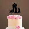Mr & Mrs Rustic Wreath Couple's Names Cake Topper Bride And Groom with Pet Wedding Cake Topper Couple Silhouette Custom Initials Cake Topper Script Cake Toppers for Wedding Black Acrylic, 6 Inch view 4