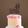 Mr And Mrs Wedding Cake Topper Bride And Groom with Pet Wedding Cake Topper Couple Silhouette Personalized Cake Topper Rustic Wreath Cake Topper Brown Wood, 6 Inch view 4