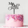 ENEDNATE Personalized Mr & Mrs Wedding Cake Topper Couple Silhouette Custom Last Name Established Date Black Wedding Cake Topper Celebration Wedding Engagement Party Decoration Supplies view 1