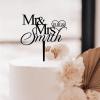 ENEDNATE Personalized Mr & Mrs Wedding Cake Topper Couple Silhouette Custom Last Name Established Date Black Wedding Cake Topper Celebration Wedding Engagement Party Decoration Supplies view 2