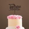 Future Mr & Mrs Custom Mr Mrs Cake Topper Bride And Groom with Pet Wedding Cake Topper Couple Silhouette Family Wedding Cake Topper Funny Cake Toppers for Wedding Brown Wood, 6 Inch view 4
