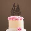Mr And Mrs Wedding Cake Topper Bride And Groom with Pet Wedding Cake Topper Couple Silhouette Custom Cake Topper Personalized Name Rustic Wedding Cake Topper Brown Wood, 6 Inch view 4